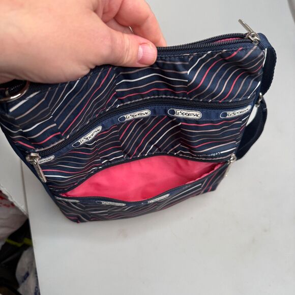 Le SportSac Women's Angle Lines Patter Multicolor Crossbody Shoulder Bag - Picture 13 of 16